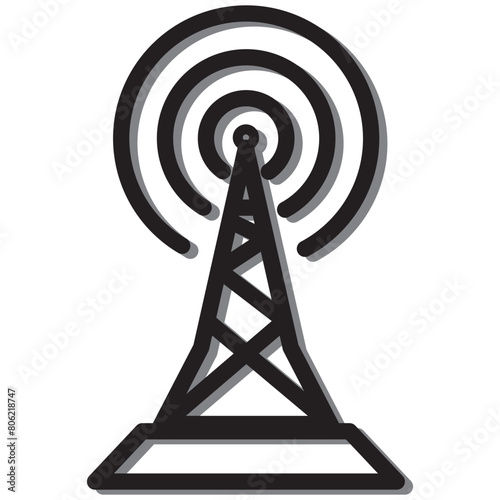 Antenna tower icon in flat style. Broadcasting vector illustration on white isolated background. Wifi business concept.