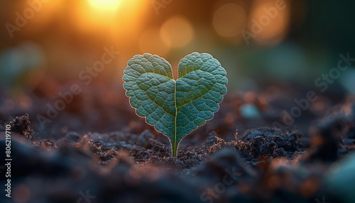Heart shaped leaf. Love for nature #806219710