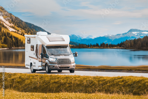 Quadro su tela Exploring the Wilderness with a Panoramic RV Journey