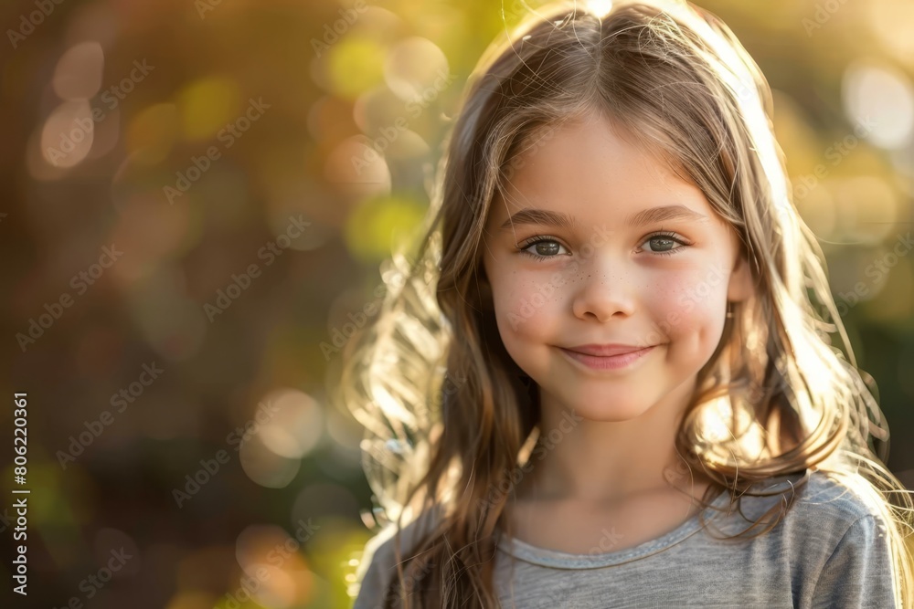 A beaming young girl's portrait exuding happiness and innocence. A beaming young girl's portrait exuding happiness and innocence.