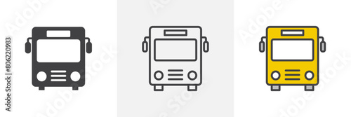 Urban Commute Icon Set. City bus vector symbol. Public transportation and road trip sign.