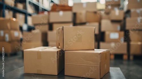 A stack of boxes in a warehouse. © VISUAL BACKGROUND