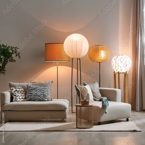 Sophisticated Shine: Modern Cozy Floor Lamp Ensemble, 