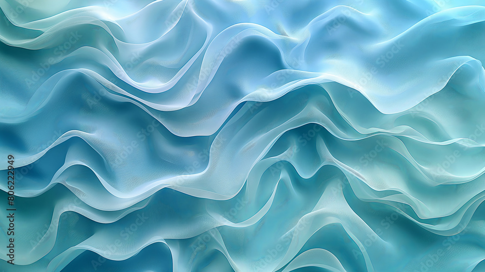 Abstract Ocean Waves Texture in Serene Turquoise and Blue Tones