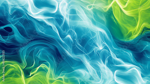Vibrant Blue and Green Abstract Liquid Wave Background photo