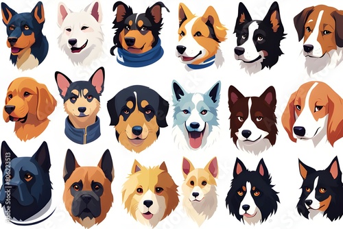 Various types of dogs  illustration  design. Generative ai.