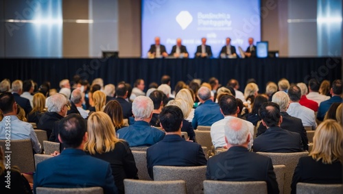 Speaker at Business Conferences and Presentations. Audience at the conference hall.