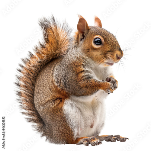 This is a photo of a squirrel on transparent background. © praewpailyn