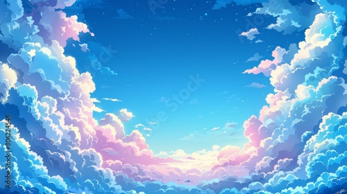 Epic illustration scene of sky with clouds