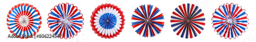 Set of 4th of July paper fan decorations isolated on transparent background