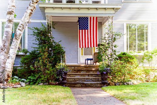 American Home with 4 of july decorations
