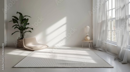 Minimalist rug with a blank rug mockup photo
