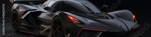 Racing car flaunts aerodynamic body kit upgrades against energetic outdoor backdrop, exuding speed © Tatiana