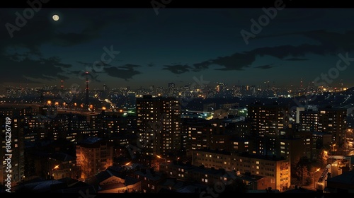 Night city landscape wallpaper