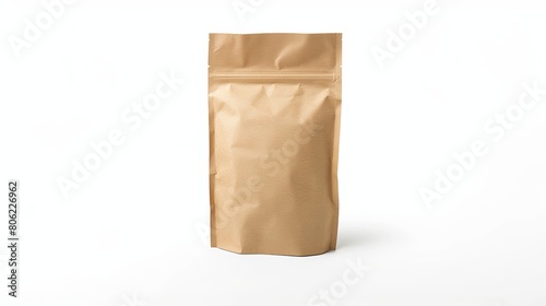 A blank brown kraft cardboard or paper bag isolated on a white background, serving as a packaging template mock-up with a clipping path.