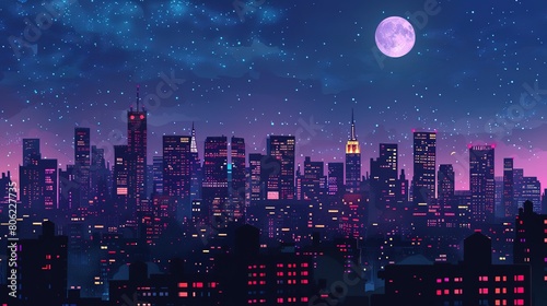 Night city landscape wallpaper © pixelwallpaper