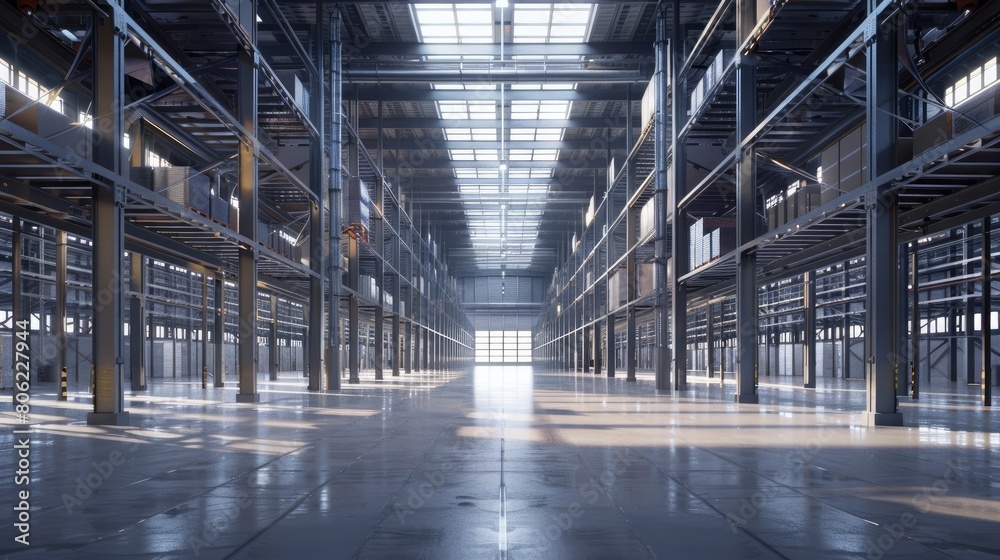 A commercial warehouse scene typical for industrial and logistics companies.


