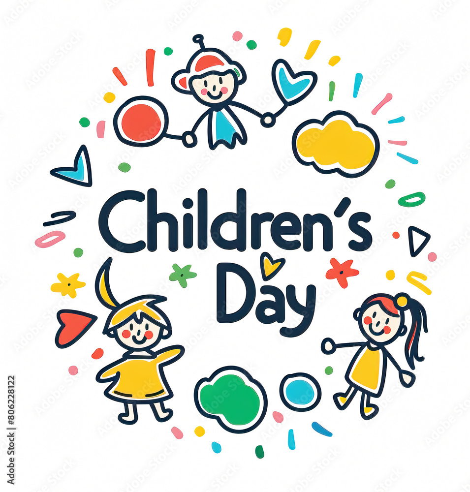 Global Celebration of Children's Day. Illustration Featuring Happy Children Enjoying Fun and Togetherness, Promoting Education and Friendship in a Colourful and Joyful Event