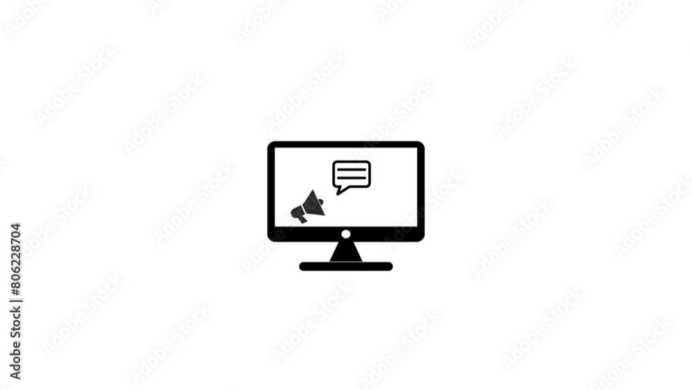 megaphone icon design with computer monitor ,Video Animation megaphone icon design with computer monitor ,Video Animation