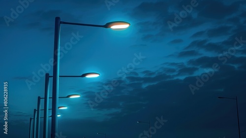 An urban electro-energy technology feature, showcasing a modern street LED lighting pole.

 photo