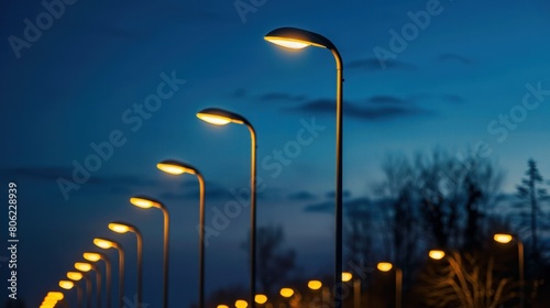 An urban electro-energy technology feature, showcasing a modern street LED lighting pole.

