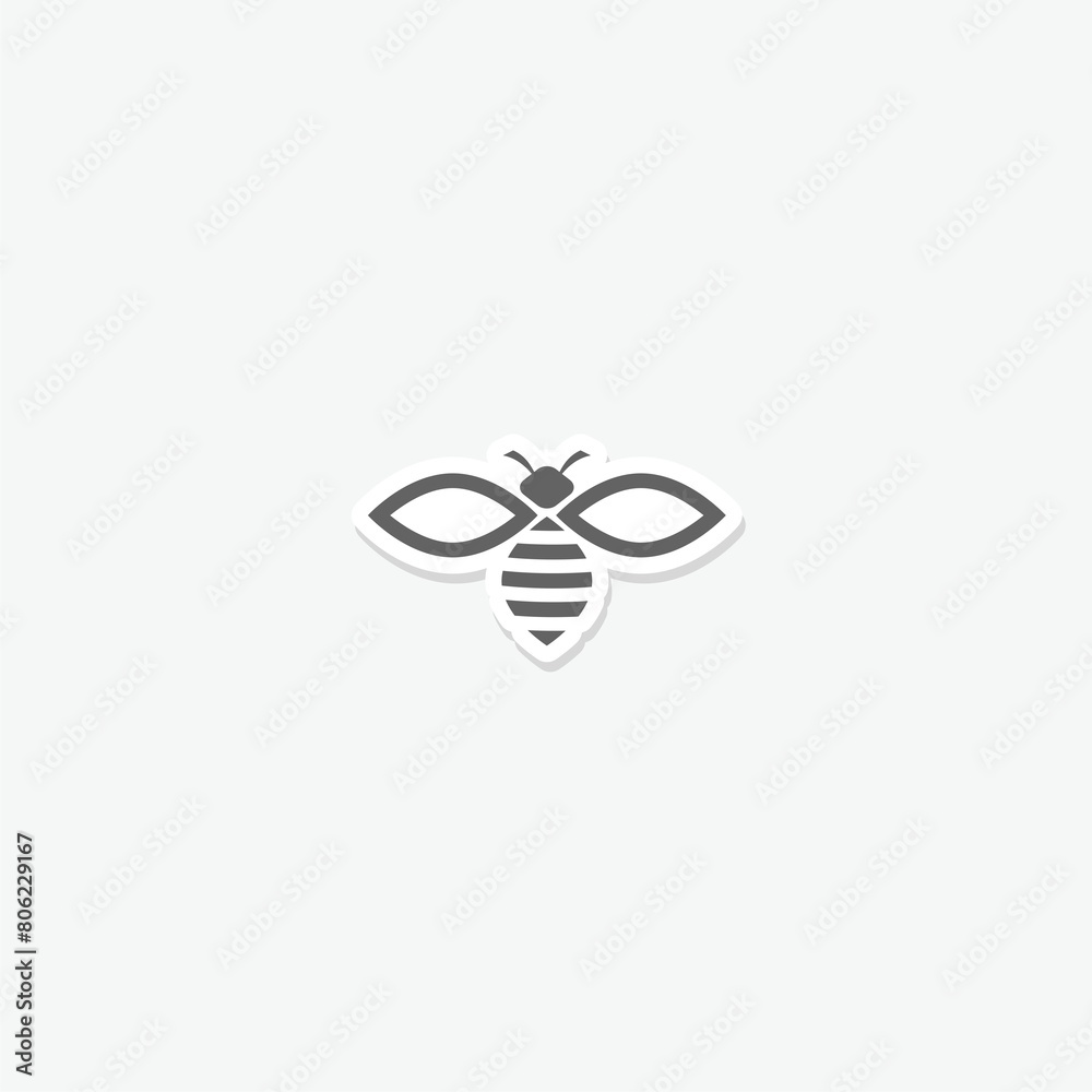 Bee logo simple sticker isolated on gray background Bee logo simple sticker isolated on gray background