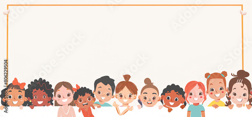  Illustration Featuring Happy Children Enjoying Fun and Togetherness, Promoting Education and Friendship in a Colourful and Joyful Event. Global Celebration of Children's Day.