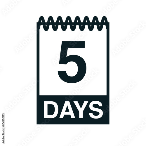 5 days calendar icon vector illustration eps