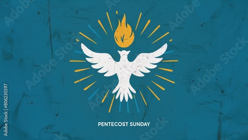 Pentecost Sunday banner with Holy Spirit in flame. Generative Ai.