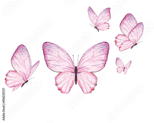 pink set butterfly pink art butterfly
