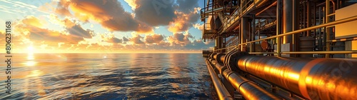 Golden Hour at Offshore Oil Rig Platform © djmaxx24