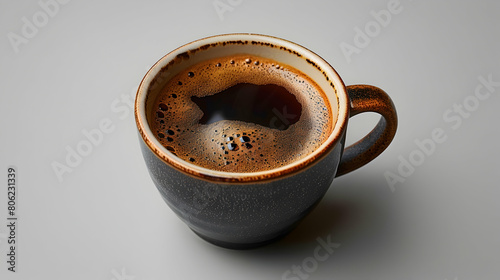 Artistic coffee cup cinematic look and closeup details  