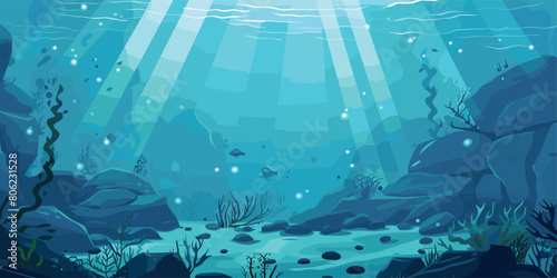 Underwater Seascape: Cartoon Vector Illustration of Coral Reef