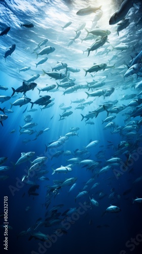 School of fish swimming under water