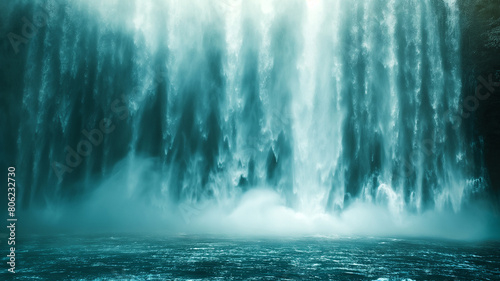 Majestic Waterfall in Sunlit Mist