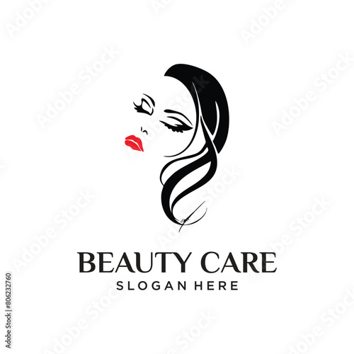 beauty girl logo design vector illustration
