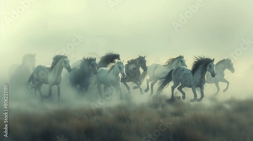 A majestic herd of wild horses photo