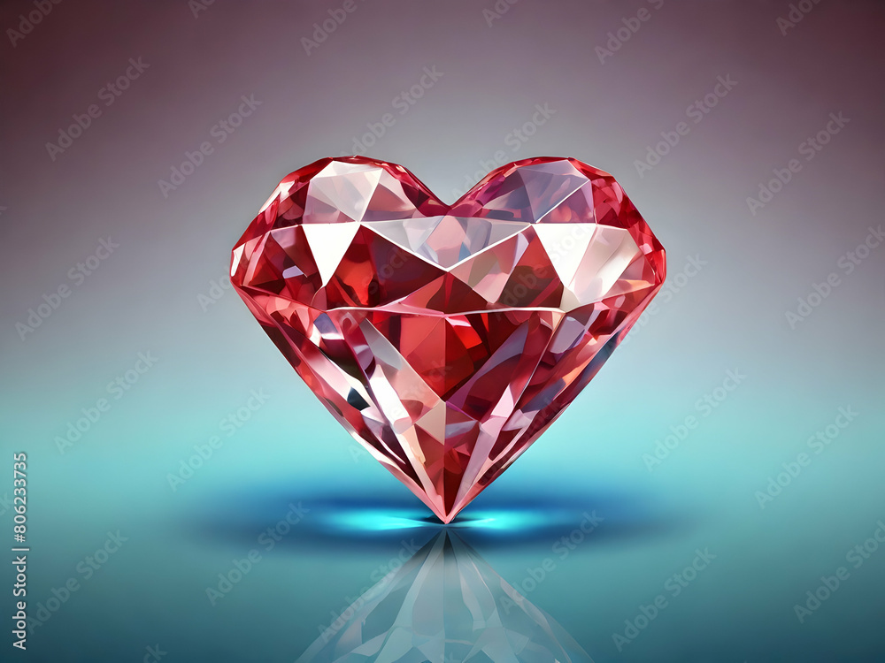 heart with diamonds  illustration, shiny, symbol,Ai generated 