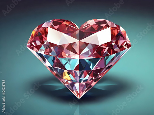 diamond heart on white red  triangle  pink Ai generated 
