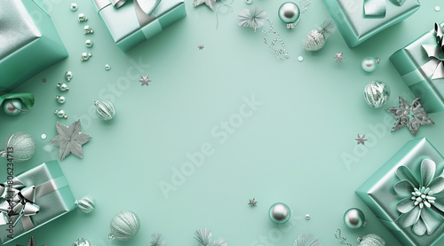 Elegant Holiday Gifts on a Teal Background
