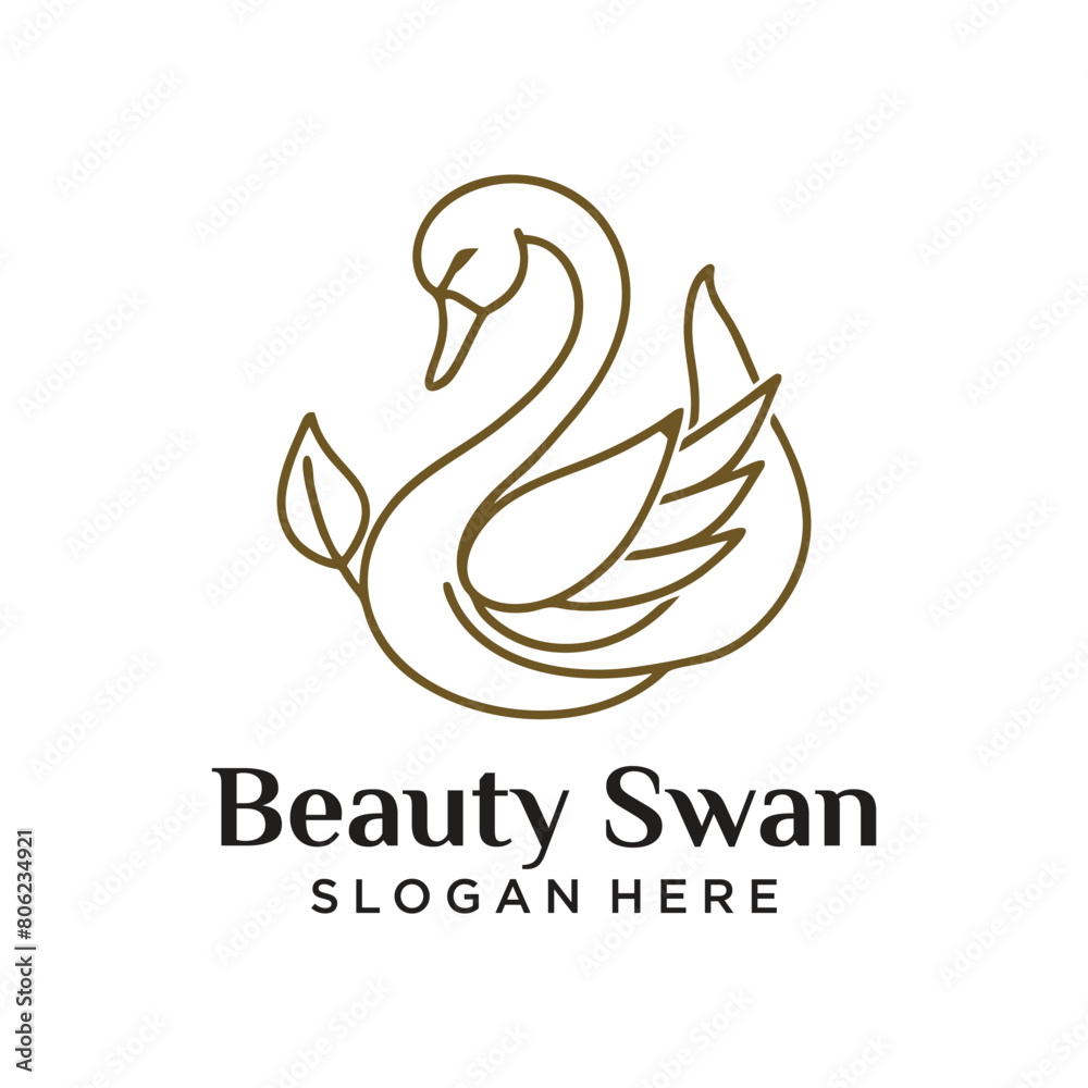 swan line art logo design vector illustration swan line art logo design vector illustration