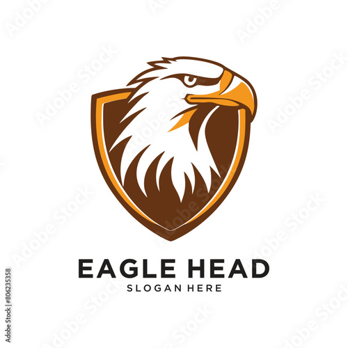 eagle head shield logo design vector illustration