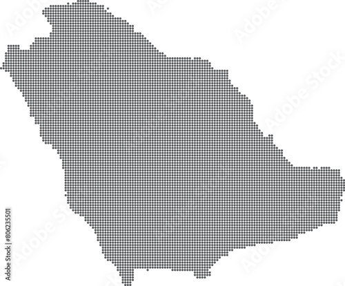 Map of Saudi Arabia, black dotted background. The black dots on a white background. Pixel vector illustration 