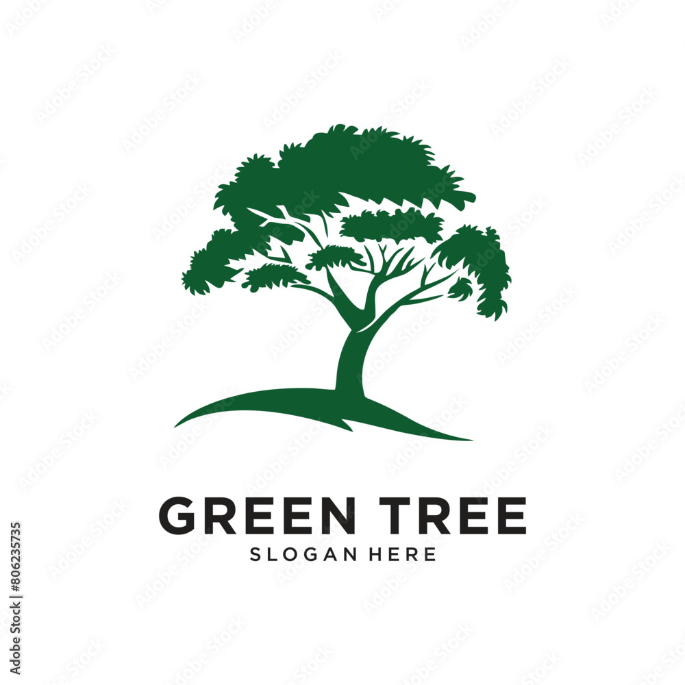 green tree logo design vector illustration