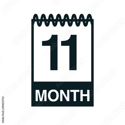 11 month calendar icon vector illustration eps