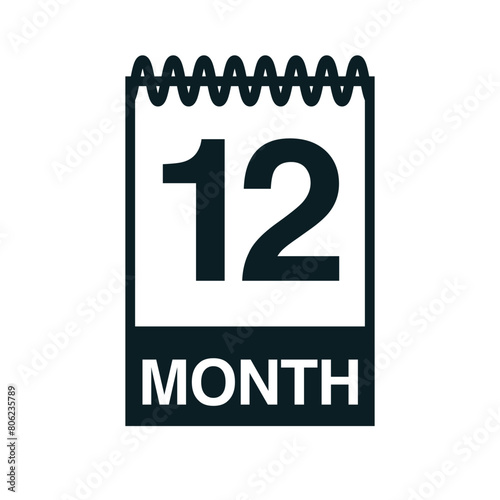 12 month calendar icon vector illustration eps