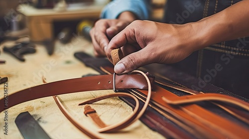 With skilled hands, the master meticulously measures and marks the desired length of the belt, ensuring a perfect fit