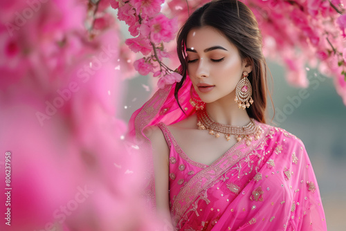 Young beautiful indian woman in saree