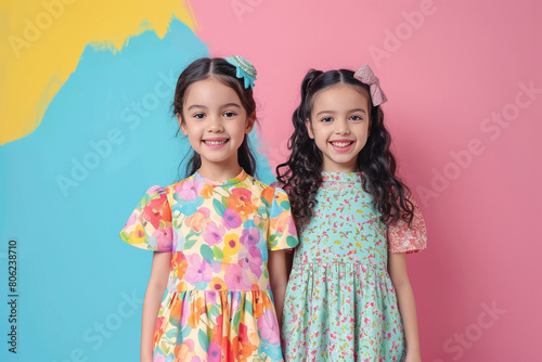 Cute little girls in colorful frock