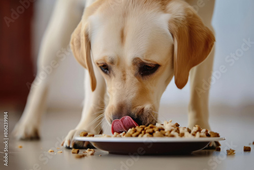 close view of dog eating food
